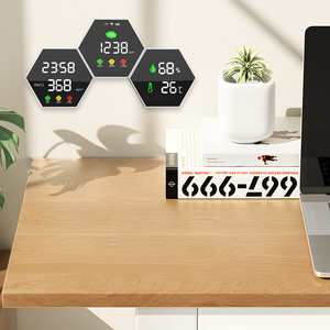 <b>Digital</b> Pm2.5&co2 Monitor <b>Wall</b> Mounted Temperature&humidity Gas Meter Time <b>Clock</b> Air Quality Analyzer Carbon Dioxide Detector - Product Image 5