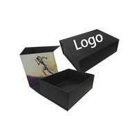Fermeture magnétique en carton noire, Logo personnalisé fait à la main, emballage en carton, chaussures pour vêtements, coffrets cadeaux en papier, 10 pièces