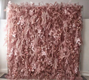 Panel de Pared de Flores Artificiales de Tela 3D 5D, Rollo de Flores de Seda Artificial en Blanco, Rosa, Morado y Verde - Product Image 6