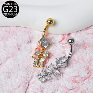 पीतल के भेदी गहने कमल के साथ एस्टम f136 टाइटेनियम टाइटेनियम टाइटेनियम - Product Image 4