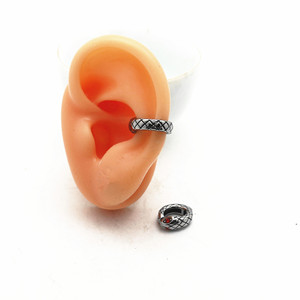 yunnique Clip-on <b>Earrings</b> Titanium Steel Cobra Design <b>Red</b> Eye Geometric Animal Shape Fashion Jewelry For Non-Pierced Ears - Product Image 4