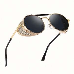 Gafas de Sol Redondas Estilo Steampunk con Protección Lateral Metálica para Hombre, Diseño Vintage, Protección UV400, Última Moda, Venta al Por Mayor - Product Image 1