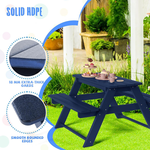 Kids Picnic Table and Chair Set HDPE <strong>Plastic</strong> All Weather Outdoor Farmhouse Dining <strong>Bench</strong> for Patio Hotel Park - Product Image 4