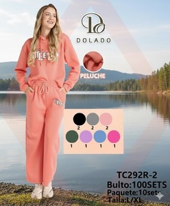 Tuta da donna Jelaws con cappuccio, vestibilità ampia, lunghezza intera, 100% cotone, traspirante, casual, set felpa e pantaloni, per l'autunno - Product Image 3