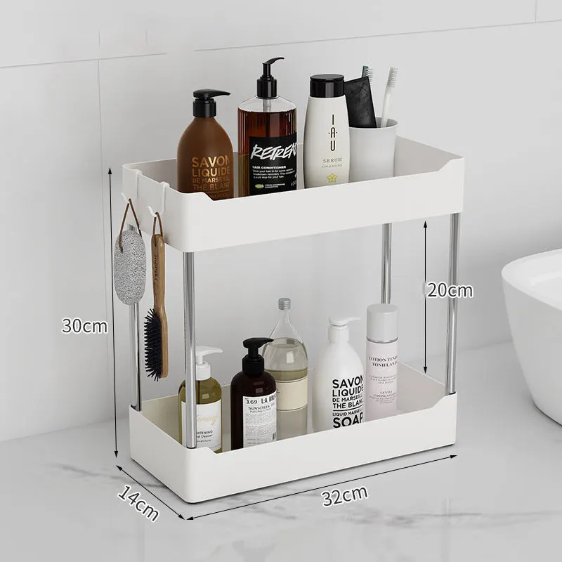 2 Tiers plastic Bathroom Kitchen Collection Basket cabinet Under Sink Shelf Organizer Rack Storage bathroom under sink organizer