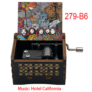 Caja de Música Vintage de Madera Estilo Hotel California, Melodía de Banda Famosa, 18 Notas, Movimiento Manual/De Cuerda, Regalos Especiales - Product Image 2