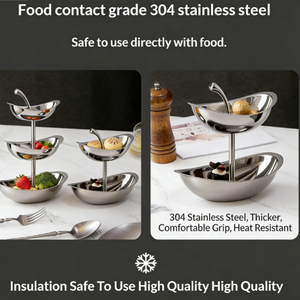 Corbeille à fruits à 2 et 3 niveaux en acier inoxydable 304, plateau à collation moderne en forme <span class=keywords><strong>de</strong></span> lingot pour <span class=keywords><strong>comptoir</strong></span> <span class=keywords><strong>de</strong></span> cuisine, présentoir à desserts - Product Image 2