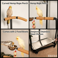 Support à oiseaux multi-niveaux avec plateau de jeu et perchoirs pour oiseaux