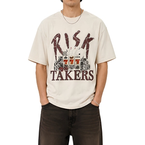 Camiseta de Algodón Grueso con Logotipo Personalizado, Estilo Urbano, Hombros Caídos, Oversize, Vintage, para Hombre, con Estampado Gráfico, para Aventureros - Product Image 1