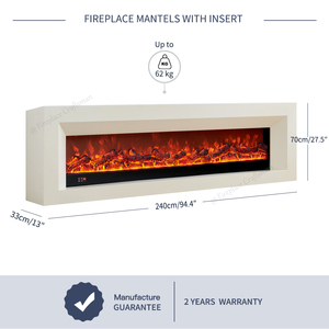 [Mueble para TV con <span class=keywords><strong>Chimenea</strong></span> Eléctrica Directo de Fábrica] 385SS, 2.4 Metros, Blanco, Mueble para TV Moderno de Lujo con <span class=keywords><strong>Chimenea</strong></span> - Product Image 2