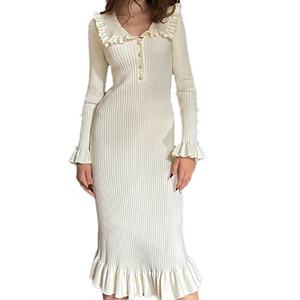 Vente en gros de robes à volants en tricot de haute qualité, robes pull, nouvelle collection automne-hiver, fabrication sur mesure OEM - Product Image 2