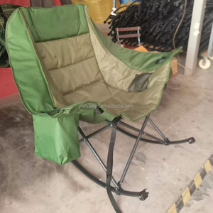 เก้าอี้โยกผ้าฝ้ายพับได้สองชั้นแบบพกพามีที่พิงหลังกระเป๋าข้างสำหรับตั้งแคมป์พักผ่อนกลางแจ้ง - Product Image 2