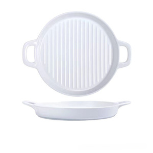 Piatto da Forno <span class=keywords><strong>in</strong></span> Porcellana Stile Nordico Trendy Multicolore con Doppio Manico, Colore Sottosmalto, Adatto al Microonde, Perfetto per Riso al Forno e <span class=keywords><strong>Pizza</strong></span> - Product Image 5