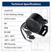 Alarma USB Programable ESA-90-0-USB 12/24V IP68 90-100dB Sirena de Advertencia de Marcha Atrás para Vehículos