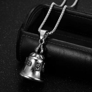 <b>Titanium</b> Steel Bell Pendant Necklace Sanskrit Mantra Exorcism Lucky Charm Unisex Everyday Wear - Product Image 2