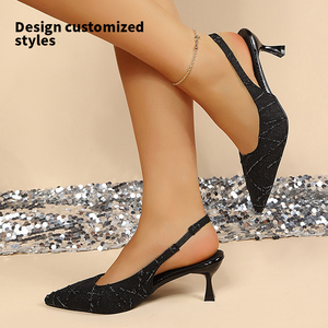 Nuovo Design Personalizzato Scarpe da Donna di Lusso Sexy con Punta Affusolata, Tacco Alto Sottile, Tomaia in Camoscio Sintetico a Righe, Tacco Quadrato Sottile K9952 - Product Image 2