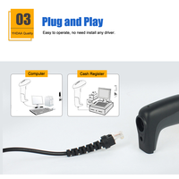 Escáner de Códigos QR 2D, Lector de Códigos de Barras con Cable, Nuevo Modelo 2021, Compatible con Pantalla de Teléfono y PC, Escáner de Códigos de Salud
