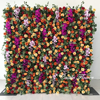 L-R266 Maßgefertigte 5D Stoff-Blumenwand Blau Hochzeitsdekoration Rosen-Hintergrund Seiden-Kunstblumen Dekorative Blumenwand