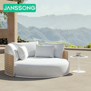 Chaises longues métalliques d'extérieur, mobilier de patio, lit de plage, lit de repos, lit de jour d'extérieur, mobilier de jardin, lit de soleil en rotin, mobilier de piscine - Product Image 6