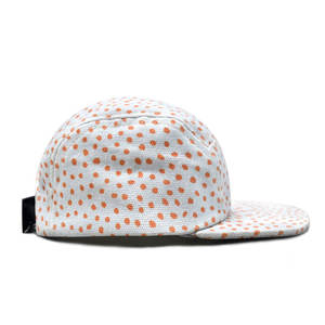 Casquette d'été unisexe pour enfants, protection UV, 5 panneaux, sergé, imprimé à pois vintage, visière plate, 100% coton, respirante et ajustable - Product Image 2