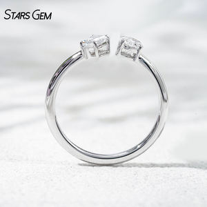 Anillo de Compromiso StarsGem Toi Et Moi de 0.5CTW, Oro Sólido de 10K, Diamante de Laboratorio DEF VS, Corte Esmeralda Brillante, Ajustable - Product Image 3