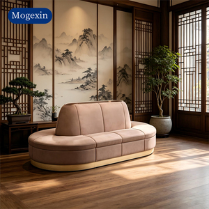 Modern Luxury Curved <b>Sofa</b>, Italian Style Upholstered Velvet <b>Sofa</b> with Gold Metal Base for Living Room - Product Image 2