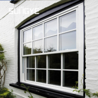 SUNGYE-Ventana de aluminio para casa de lujo, marco blanco de estilo americano, ventana vertical deslizante, ventanas de vidrio con rejilla