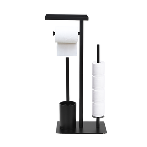 Porte-papier hygiénique multifonctionnel en fer noir avec <span class=keywords><strong>brosse</strong></span> pour salle de bain - Product Image 1
