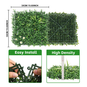 P170 Offre Spéciale résistant aux UV Faux feuille de bambou <span class=keywords><strong>synthétique</strong></span> et barrière de haie de fleurs blanches mur d'herbe verte artificielle - Product Image 6