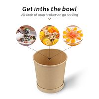 Contenant à soupe jetable écologique biodégradable en kraft avec couvercle, personnalisé, anti-fuite, compatible micro-ondes, bol en papier à emporter, pour la restauration
