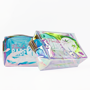 Wholesale Custom Shiny Cosmetics Makeup <strong>Bags</strong> Promotion Pvc Laser Holographic clear Travel Toiletry <strong>Bag</strong> <strong>rainbow</strong> <strong>Bag</strong> - Product Image 3