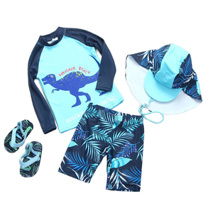 थोक कस्टम बच्चों के लड़कों ने पूरे शरीर के सनस्क्रीन प्रिंट कपड़े छोटे बच्चों के क्लासिक स्विमिंग सेट - Product Image 1
