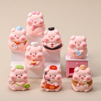 Figurine de cochon de dessin animé professionnelle peinte à la main, accessoires de bijoux en plastique DIY, boîte mystère tendance, sac mystère, maison de poupée, figurine mignonne