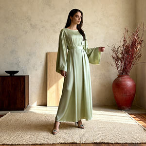 Abaya de Poliéster Satinado Personalizada al por Mayor de Alta Calidad para Mujeres Musulmanas, Vestido Elegante para Fiestas y Ocasiones - Product Image 2