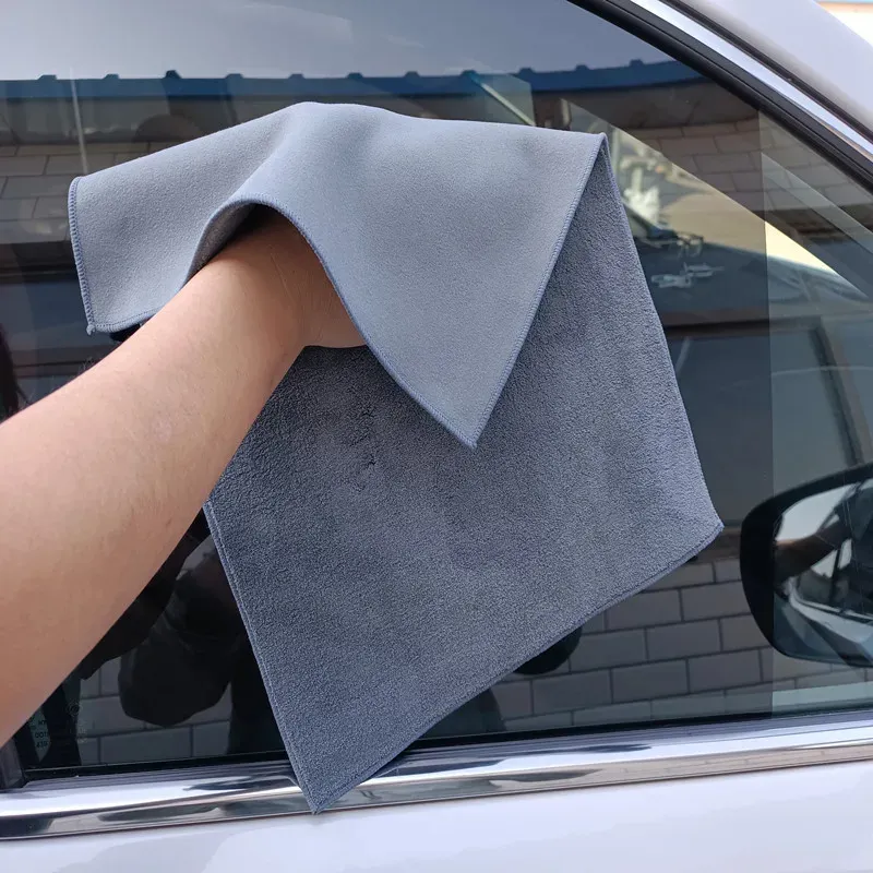 Fantasticlean - Pano de limpeza absorvente dupla face para espelho de carro, camurça de camurça, para janelas e espelhos, sem rastros, 30 cm x 30 cm, cinza