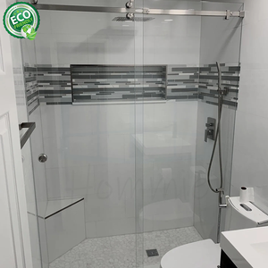 Cabine de douche sans cadre en laiton satiné, verre de sécurité de 1/4 pouce, cadre en aluminium de qualité supérieure, robuste - Product Image 3