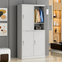 Armoire de rangement en acier à 4 portes avec miroir, 0,6 mm, robuste, écologique, démontable, avec serrure à clé, pour école et salle de sport