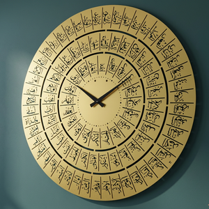 Round Metal Wall <b>Clock</b> With Antique Style Hieroglyphic Design Quartz Analog Single Face For Living Room Traditional Decor - Product Image 6