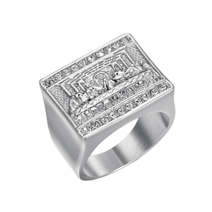 Acciaio inossidabile Leonardo Da <span class=keywords><strong>Vinci</strong></span> l'ultima cena anelli apostolen discepolo di Gesù Cristo 18K oro PVD placcato moda religiosa - Product Image 4