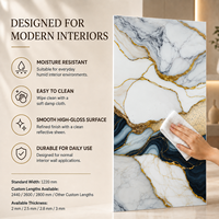 Revêtement mural en PVC marbré MORLENX blanc, bleu marine et or, effet géode, pour projets de réception de résidences de luxe