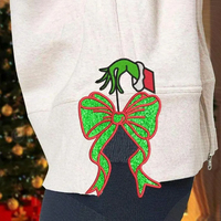Patchs brodés thermocollants personnalisés avec nœud latéral, autocollants, pour vêtements de Noël, en gros