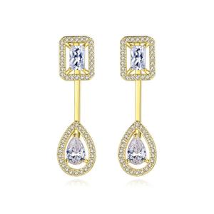LUOTEEMI Nuovi <span class=keywords><strong>Orecchini</strong></span> Pendenti Quadrati alla Moda con Zirconia Cubica Trasparente, <span class=keywords><strong>Orecchini</strong></span> da Sposa in Cristallo per Donne e Ragazze - Product Image 1