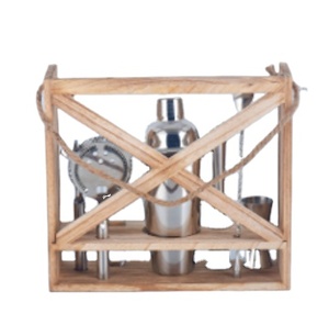 <span class=keywords><strong>Kit</strong></span> à cocktails Creation Factory, best-seller, 8 pièces, shaker en acier inoxydable noir, coffret cadeau, boîte en bois, capacité 700 ml, écologique - Product Image 5