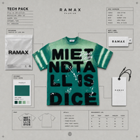 T-shirt RAMAX 250 g/m² vert dégradé, motif éclaboussures de peinture, streetwear pour homme, fabrication OEM, MOQ 50 pièces
