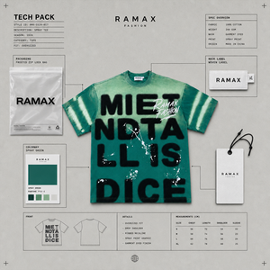 RAMAX 250gsm Heavyweight Green Gradient <strong>T</strong>-<strong>shirt</strong> Spray Paint Graphic Splatter Streetwear Tee Men OEM Factory MOQ 50pcs - Product Image 4