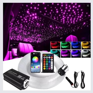 Kit de Luces de Techo de Fibra Óptica RGBW Twinkle, Motor LED con Control de Sonido por Aplicación Inteligente para Automóvil, Luz de Fibra Óptica de Cielo Estrellado - Product Image 1