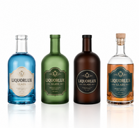 Botol Minuman Keras Kaca Super Flint Food Grade Langsung dari Pabrik, Wadah Brandy Vodka dengan Ukiran Logo Kustom Layanan OEM ODM