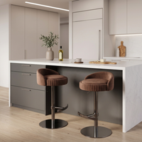 Tabouret de bar pivotant à dossier haut en acier inoxydable, style nordique moderne et minimaliste, réglable en hauteur, pour usage domestique ou hôtelier - Luxe léger