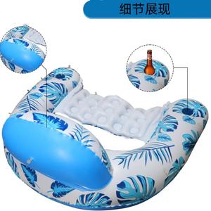 Cama flotante inflable para agua de fábrica con parasol, tumbona de malla desmontable, engrosada con portavasos, bote flotante para adultos - Product Image 2