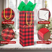 Sac en papier kraft certifié écologique pour bouteille de vin, design sur le thème de Noël, avec poignée en corde, vente en gros